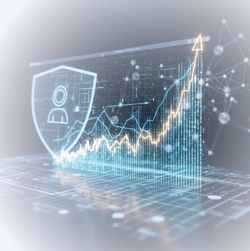 Financial growth chart with upward trend